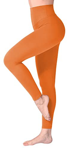 SINOPHANT Leggings Damen High Waist - Blickdicht Leggins mit Bauchkontrolle für Sport Yoga Gym(1 Orange,L-XL)