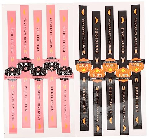 DOITOOL 50stücke Papiersiegelaufkleber Zum Verschließen Von Kekstüten Brottüten Und Geschenken Diy-geschenkaufkleber Und Backaufkleber Dekoratives Siegeletikett Selbstklebend Rosa Und Schw