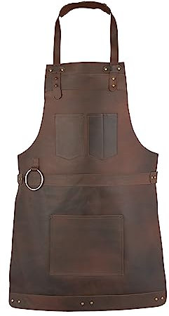 Dark Brown Full Grain Leather Apron Butcher Apron -Cook Apron -BBQ Apron -Cooking Apron - Wood work Apron - Cheff Apron - BBq Grill Gift - DIY Apron - Grill Apron