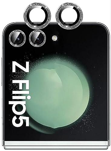 GIOPUEY Camera Protector Compatible with Samsung Galaxy Z Flip 5, Samsung Galaxy Z Flip 5 Camera Lens Protector, Bling Powder Diamond, Shiny, Elegant, Easy to Install - Black