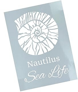 Schablone Muschel Nautilus Sea Life - Wandschablone Stencil Muschelschablone Malschablone - Malerei Küche Badezimmer Deko Meer Urlaub - zAcheR-fineT (DIN A6)
