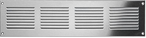 Steinberg14 Rejilla de ventilación de 400 x 100 mm – Acero inoxidable Metal Rejilla de ventilación con protección contra insectos – Rejilla de ventilación para pared y techo – Cubierta de ventilación