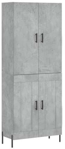 vidaXL Highboard, Sideboard mit viel Stauraum, Kommode Schrank für Wohnzimmer, Anrichte Beistellschrank Metallbeine, Modern, Betongrau Holzwerkstoff