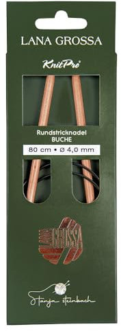 Lana Grossa Rundstricknadel Buche – nachhaltig & beliebt – leicht & robust – glatte Holzoberfläche – angenehmes Stricken mit rutschigem Garn – verschiedene Größen - 80/4,0