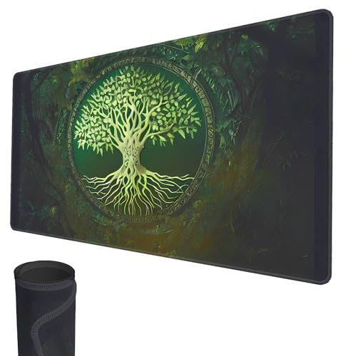 MTG Playmat, 24 x 14 TCG Game Play Mat Stitched Edges Trading Card Game Playmats with Storage Bag Smooth Rubber Surface Battle Game Mat (Tree of Life)