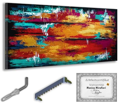 Monica Mirafiori I 100% HANDGEMALT I Gemälde Multicolore 120x60cm | Gemälde Handgemalt | Acrylgemälde | Sehr Großes Acrylbild I Moderne Kunst I Kunstbilder