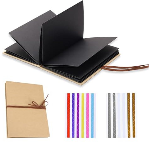 MAJOYLIFE Fotoalbum zum Selbstgestalten,Scrapbook Album Klein,Fotoalbum zum Falten mit 30 schwarzen Einlagen (8 Inch)