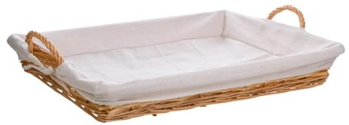 WANDERLUST DECO Bandeja de Mimbre con Forro Blanca 65x50x9
