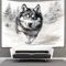 KKPBHTYVG 3D Druck Husky Hund Wandteppiche Poster Ornament Wandbehang Wandteppich Raumteiler Vorhang Für Schlafzimmer Wohnzimmer Tapisserie 100cmx150cm