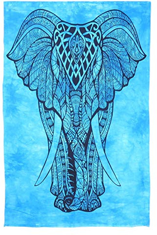 Boho-Hippie-Wandteppich, 102 x 76 cm, kleiner Wandbehang, Wandteppich, indischer Elefant, Baumwolle, Posterbogen, Wanddekoration, Tischdecke und Wandkunst, Hippie, Schlafzimmer, Wohnzimmer, Dekor