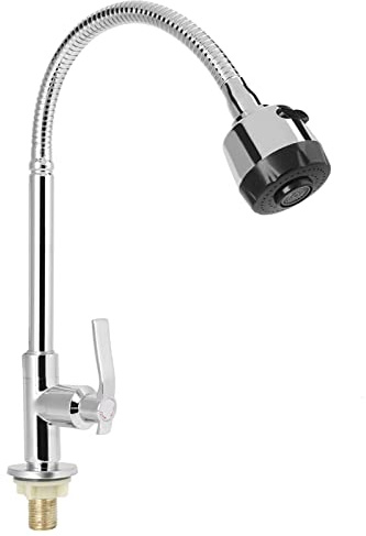 Faltbarer Wasserhahn, G1/2 Zoll, 360° drehbar, Chrom-Finish, universell, flexibel, einzigartig, für Küchenspüle, schwenkbarer Wassersprudler, nur Kaltwasser