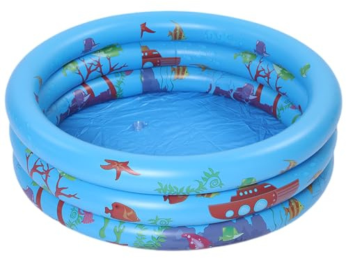 Paddling Pool for Kids, 70x25cm Inflatable Baby Pool Kids 3 Ring Swimming Pool with Soft Inflatable Floor, Small Paddling Swimming Pools for Outdoor Garden Backyard Summer Water Toy (Blue)