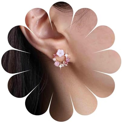 Aneneiceera Boho Rosa Kranz Blume Ohrringe Acryl Blume Kranz Ohrringe Winzige Blume Cz Hoop Ohrringe Gänseblümchen Blume Rosa Ohrringe Schmuck Für Frauen Und Mädchen