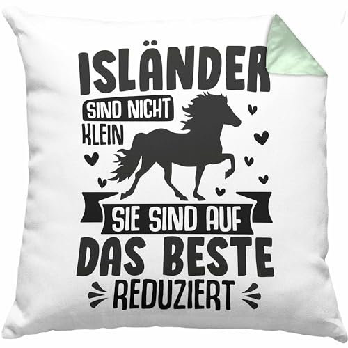 Trendation Isländer Pferde Kissen mit Füllung 40x40 Geschenk Isländische Reiterin Geschenkidee Pferde-Liebhaber Geburtstag (Grün)