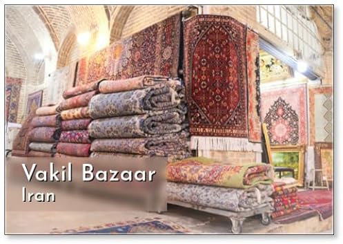 Kühlschrankmagnet mit traditionellem iranischem Teppich-Shop im alten Vakil-Basar, Shiraz, Iran, Kühlschrankmagnet