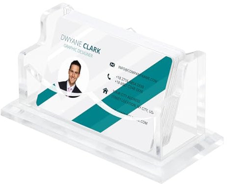 SWAWIS 1 Fächer Visitenkartenhalter Transparent, Acryl-Visitenkartenständer für Business Schreibtisch, Visitenkarten Aufsteller für Damen und Herren, Passend für 50 Visitenkarten