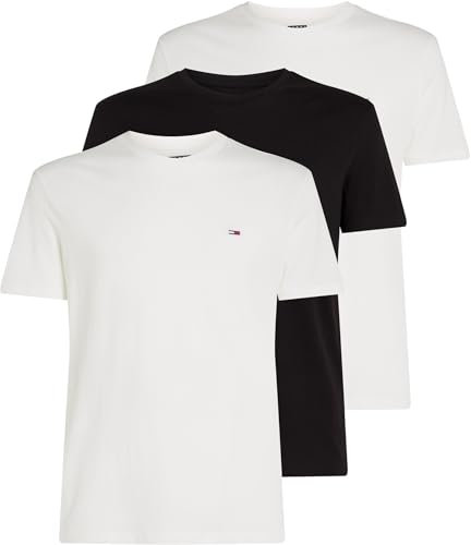 Tommy Jeans Mens TJM Xslim 3 Pack Tee Dm0dm21579 S/S T-Shirt, Multi (Ecru/Ecru/Black), M UK