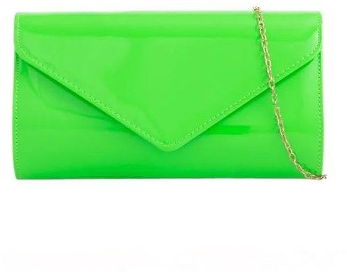 fi9 Handtasche aus Lackleder, für Braut, Hochzeit, Abendveranstaltung, Party, Clutch, Schultertasche, neon green, medium