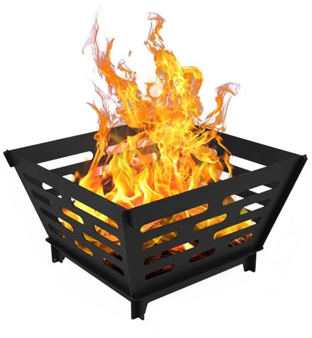 Braciere portatile da 43,2 cm, braciere a legna da esterno, braciere quadrato staccabile in metallo per campeggio, picnic, barbecue, cortili, falò da giardino e riscaldamento esterno, con custodia