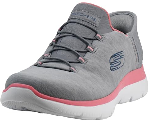 Skechers Women's Summits Dazzling Haze Hands Free Slip In Sneakers, Grey/Pink, 6 UK