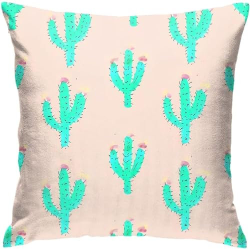 Throw Kissenbezüge 45X45cm Kaktus Pflanzendruck Dekokissen Square Kissenhülle Retro Kissen-Bezug Für Büro, Auto, Cafe