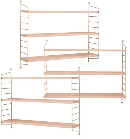 [en.casa] Modulares Wandregal Strängnäs 3er Set Metallregal Peachy Beige Hängeregal mit 3 Regalböden Badregal Küchenwandregal Wandablage Wohnzimmer