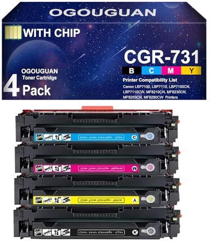 OGOUGUAN Kompatible Tonerkartusche Canon 731 CGR-731 mit Chip für Canon i-SENSYS LBP7100Cn LBP7110Cw MF623Cn MF628Cw MF8230Cn MF8280Cw (4er-Pack)
