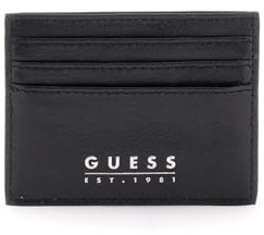 Guess Le porte-cartes pour homme en cuir synthétique noir est l'accessoire idéal pour ceux qui recherchent praticité et style dans un format compact. Fabriqué avec des matériaux de haute qualité, il