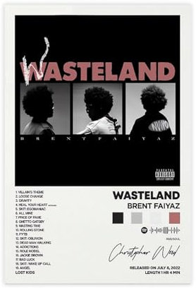 TONFON Brent Faiyaz Wasteland Album Cove Leinwandposter Schlafzimmer Dekor Sport Landschaft Büro Zimmer Dekor Geschenk Unframe-Stil 40 x 60 cm