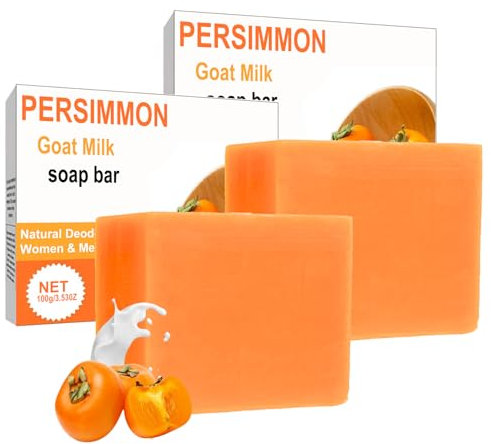 2pcs Persimmon Soap Bar For Body Odor - Persimmon Goat Milk Soap for Face,Body - Deodorant Bodys Bar Soaps for Old People Smell - Eliminating Bodys Odor Wash Soaps For Women & Men