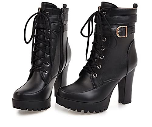 Scarpe da Donna Stivali Bianchi con Tacco Alto da Donna Stivali Bassi con Cerniera a Testa Tonda e Tacco Alto Spessi 10 cm Scarpe da Donna