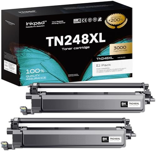 iNKPAD 2 Stück TN248XL Kompatibel für Brother tn248XL für tn-248XL tn248XL kompatible Tonerkartusche Brother MFC-L3740CDW MFC-L3760CDW MFC-L3740CDWE DCP-L3560CDW HL-L3240CDW MFC-L8390CDW HL-L3220CWE