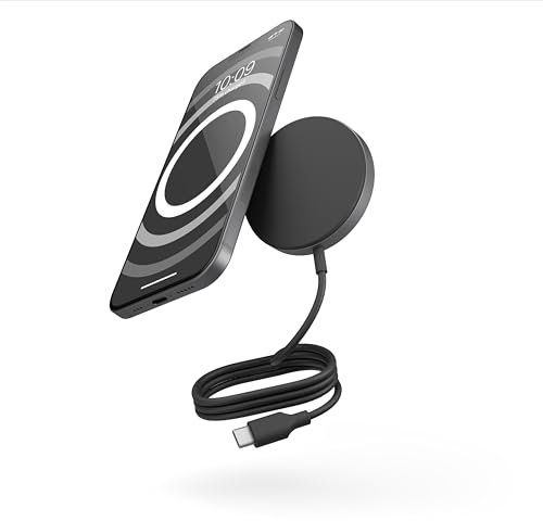 Zens Pro 1 Wireless Charger, MagSafe und Qi2-kompatibles kabelloses Ladegerät (15 W) für iPhone Air, 17, 16,15,14,13,12 sowie AirPods, inkl. integriertem, 1 m langem USB-C-Kabel, Schwarz
