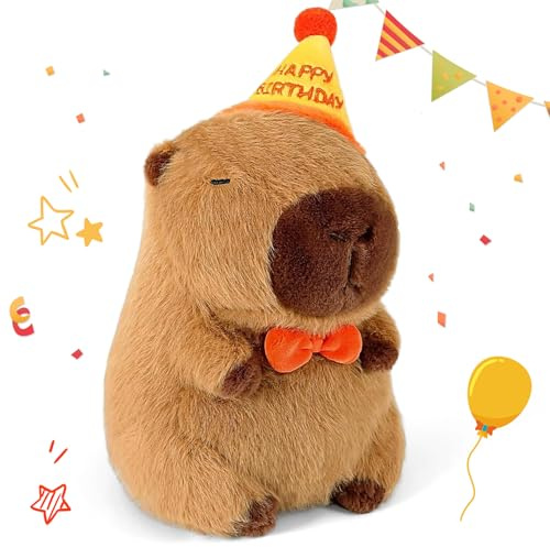 Geburtstag Capybara Kuscheltier Wasserschwein Kawaii Capybara Plüschtier | 25 CM Wasserschwein Plüschtier Cartoon Stofftier Tier Plushie Puppen Spielzeug Geschenk Geburtstag Weihnachten Niedliche