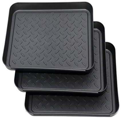 Square Boot Tray Waterproof Multi-Purpose Plastic Drip Trays Rubber Mats for Entryway Shoes Pets 3Pcstray