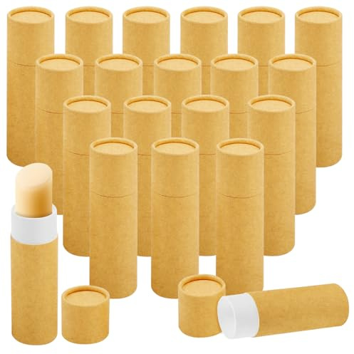 WANDGU 20 Stück Leer Lippenstifthülsen: 5ml Nachfüllbar, Leer Rohre aus Pappe, Lippenstifthülsen zum Befüllen für DIY