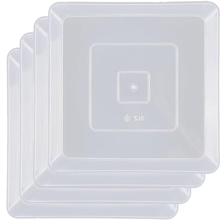 Globellapro 4 Pieces Square Plant Saucers For Pots 15.5CM Clear Flower Pot Saucers Drip Trays for Garden/Balcony/Indoor Outdoor