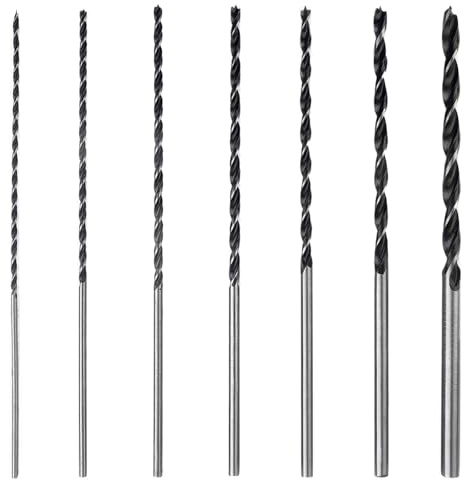 7-delad slangborrsats, lång träborrsats, 4, 5, 6, 7, 8, 10, 12 mm x 300 mm | Balkborrsats, Lång träspiralborr, lång formborr lämplig för hårt trä, kork, plywood och byggträ