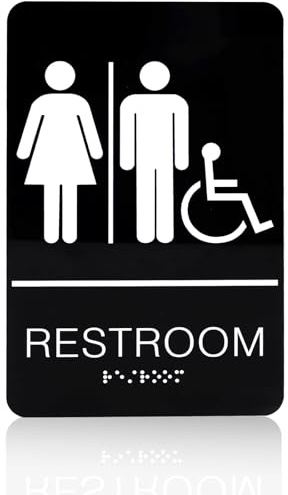Panneaux de Toilettes Modernes en Braille Conformes Aux Normes, 23 x 15 cm pour Hommes et Femmes Panneaux de Salle Bain en Braille Conformes Aux Normes pour Portes d'Entreprise