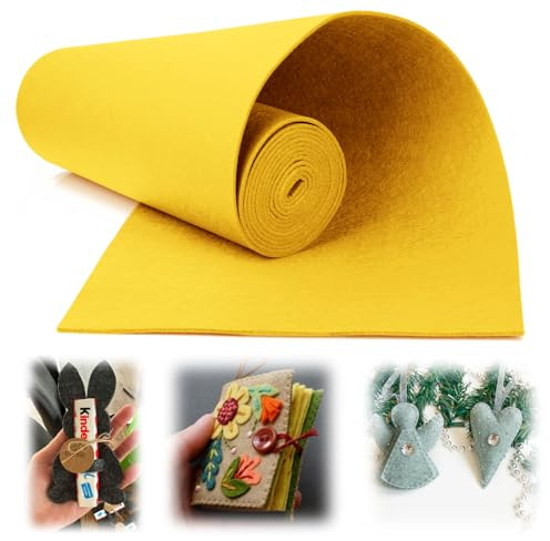 Mbsomnus Filz Meterware 30cm×300 cm×2 mm Filzrolle Gelb Polyester | Filzstoff Meterware 2 mm Dick, Filzmatte, Filzmatten zum Zuschneiden, Nähen, Kratzschutz, DIY-Deko, Tischläufer & Taschen