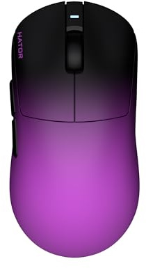 HATOR Quasar 3 Ultima 8K Wireless Souris Gaming sans Fil, 52g Lightweight, PixArt PAW3950, 30000 DPI, Optical Switches 100M, 8000Hz, 2.4GHz/Bluetooth 5.4/USB-C, PTFE Skates, PC/Mac (Noir/Violet)