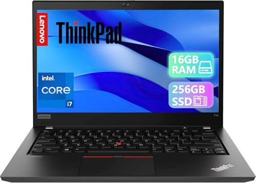 Lenovo Thinkpad T14 Gen 1 Business Laptop 14 Zoll FHD (1920 x 1080), Intel Core i7-10510U, 16 GB RAM, 256 GB SSD, QWERTY-Tastatur, Windows 11 Pro (Generalüberholt)