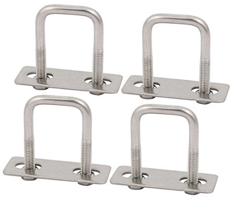 sourcing map 4 Stück Bügelschraube M6 x 25 x 50mm Quadratrohrschelle U Bolzen Quadratische U-Bügel Bügelschraube 304 Edelstahl U-Bolts mit Mutter Platte für Auto Rohr Abschleppen Befestigung
