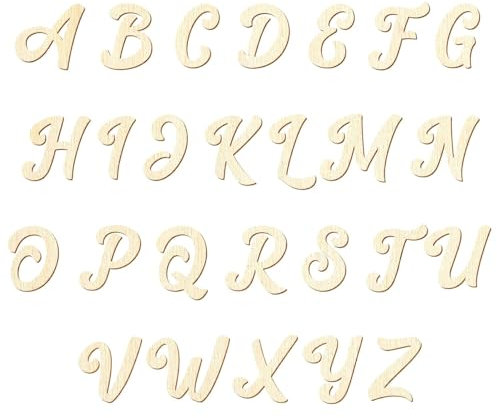 Bütic Sperrholz Lern-Alphabet Set A-Z 26 Buchstaben - Pappel 3mm, Größe:15cm, Schriftart:HiltonScript