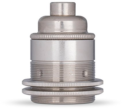 Vintage Lampenfassung aus Messing E27 - Das Original aus Europa - Ein/Aufbaufassung M10x1 Gewinde, Finish: Gewindemantel (2 Schraubringe), Nickel