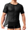 sandbank Men's Sexy Underwear T-Shirt Long Sleeve Mesh Sheer Top Undershirt Nightwear (M, Black # Short Sleeve)