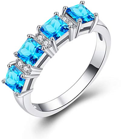 YAZILIND Schmuck für Frauen Shiny Square Faux Topaz Ring Schmuck für Hochzeit Engagement # 2 17.2