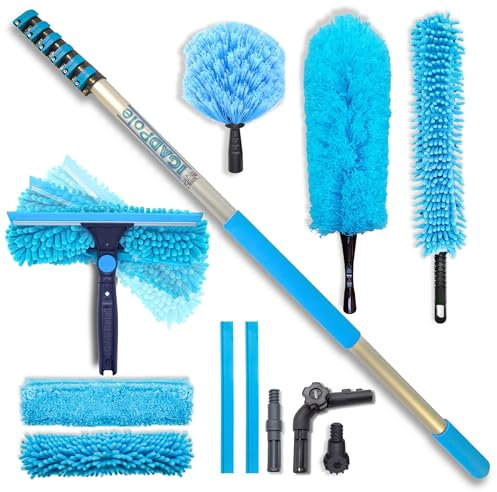 IGAD Pole Cleaning Kit with 7m (24ft) Extension Pole Squeegee and 3 Dusting Attachments