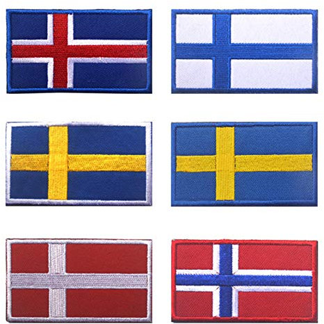 Parche bordado de la bandera del norte de Europa de Islandia, Dinamarca, Finlandia, Noruega, Suecia, Parche de bandera de Suecia para planchar o coser en el emblema nacional (