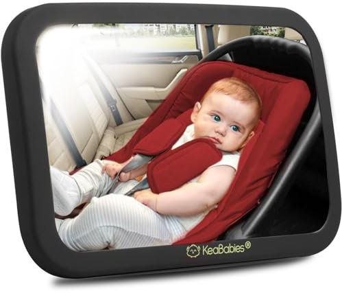 360°Autospiegel Baby Rücksitz - Großer Bruchsicherer Rücksitzspiegel Baby, Sicherheitsspiegel Auto für Babyschale, Kristallklarer Baby Rückspiegel Auto, Spiegel Baby Auto Rücksitz (Sleek Black)